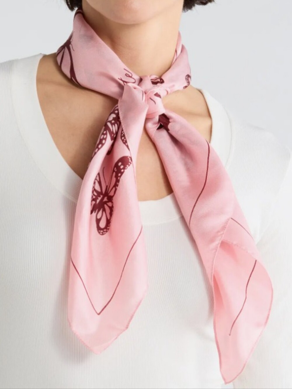 Pink Kate Spade Butterfly Print Silk Neck Scarf